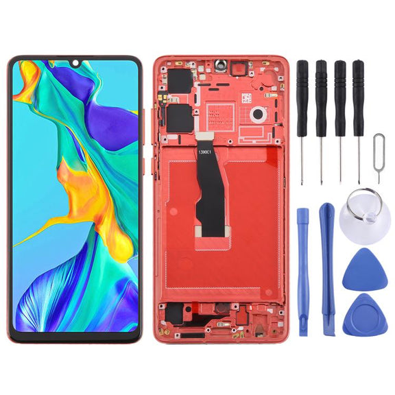 For Huawei P30 TFT LCD Screen Digitizer Full Assembly with Frame, Not Supporting Fingerprint Identification (Red)