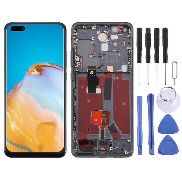 For Huawei P40 Pro TFT LCD Screen Digitizer Full Assembly with Frame, Not Supporting Fingerprint Identification (Black)