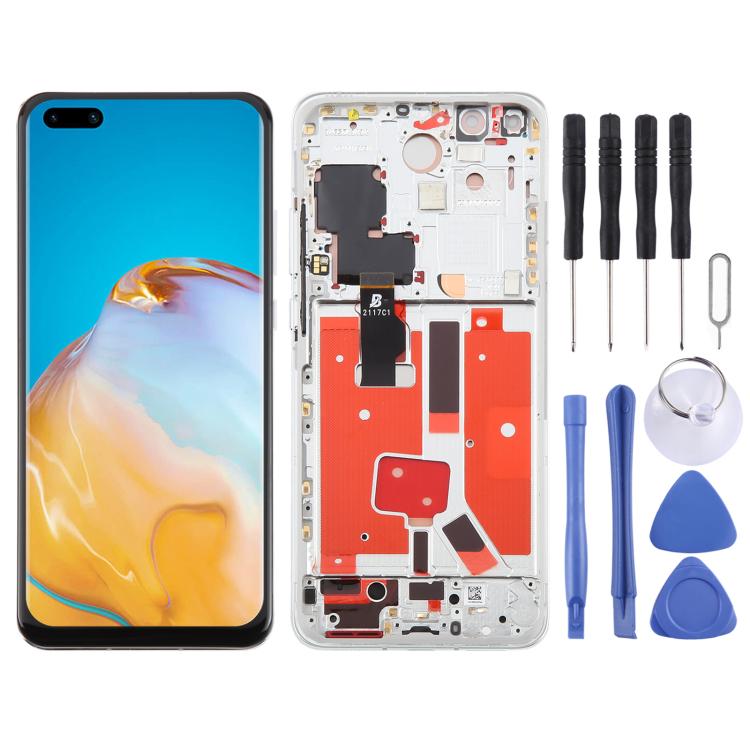 For Huawei P40 Pro TFT LCD Screen Digitizer Full Assembly with Frame, Not Supporting Fingerprint Identification (Silver)