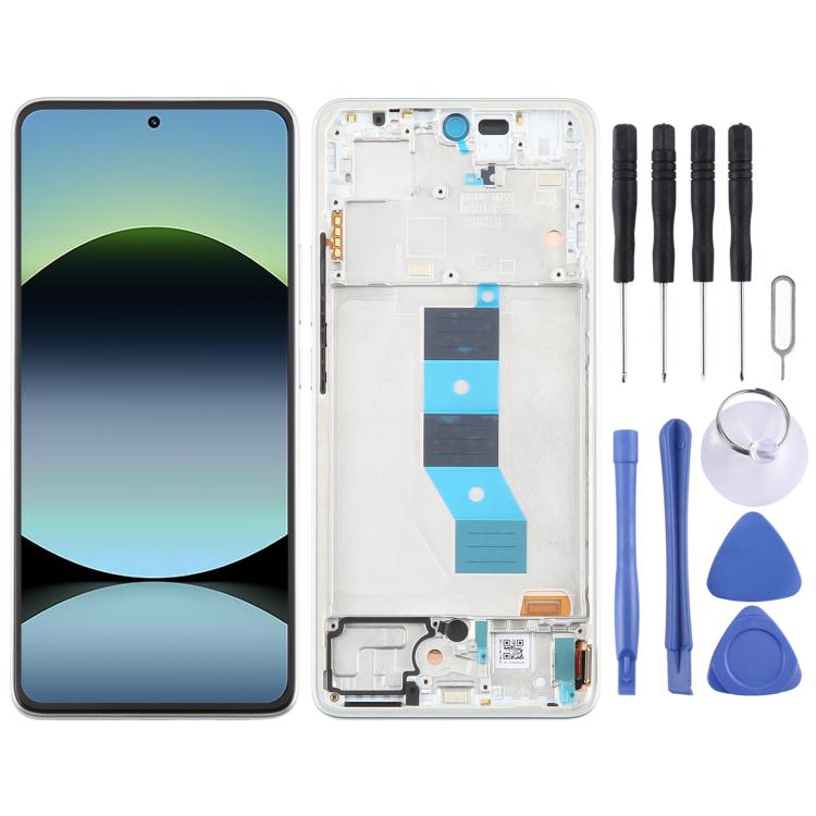 For Xiaomi Redmi Note 14 5G India AMOLED Original LCD Screen Digitizer Full Assembly with Frame (Silver)