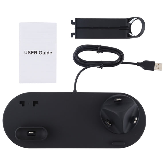 HQ-UD15 5 in 1 Micro USB + USB-C / Type-C + 8 Pin Interface Phone Charging Base with 8 Pin Earphone Charging Interface & Watch Stand, Without Wireless Charger (Black)