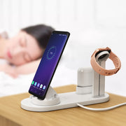 HQ-UD15 Rotatable Wireless Charging Base with Stand for Phones / iWatches / AirPods (White)