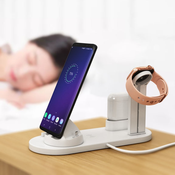 HQ-UD15 Rotatable Wireless Charging Base with Stand for Phones / iWatches / AirPods (White)