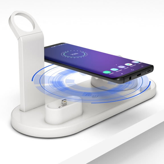 HQ-UD15 Rotatable Wireless Charging Base with Stand for Phones / iWatches / AirPods (White)