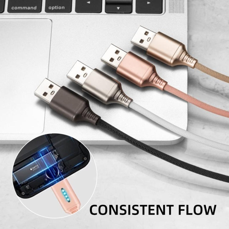 8 Pin Interface Zinc Alloy Marquee Luminous Intelligent Automatic Power off Charging Data Cable(glod)