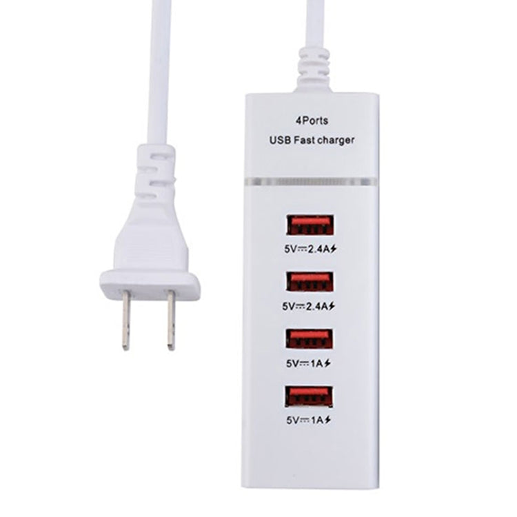 5V 4.1A 4 USB Ports Charger Adapter with Power Plug Cable, Cable Length: 1.5m, US Plug(White)