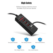5V 4.1A 4 USB Ports Charger Adapter with Power Plug Cable, Cable Length: 1.5m, US Plug(White)