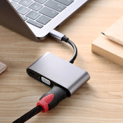 5 in 1 Type-C To HDMI + VGA + USB 3.0 + Audio Port + PD Port HUB Adapter(Grey)