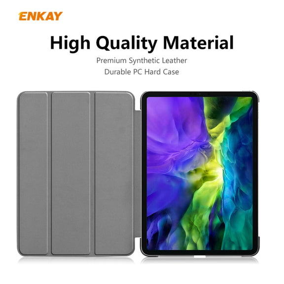 For iPad Pro 11 2022 / 2020 / 2021 ENKAY ENK-8001 Denim Pattern Horizontal Flip Leather Smart Tablet Case with Holder(Dark Blue)