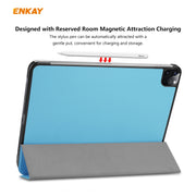For iPad Pro 11 2022 / 2020 / 2021 ENKAY ENK-8001 Denim Pattern Horizontal Flip Leather Smart Tablet Case with Holder (Light Blue)