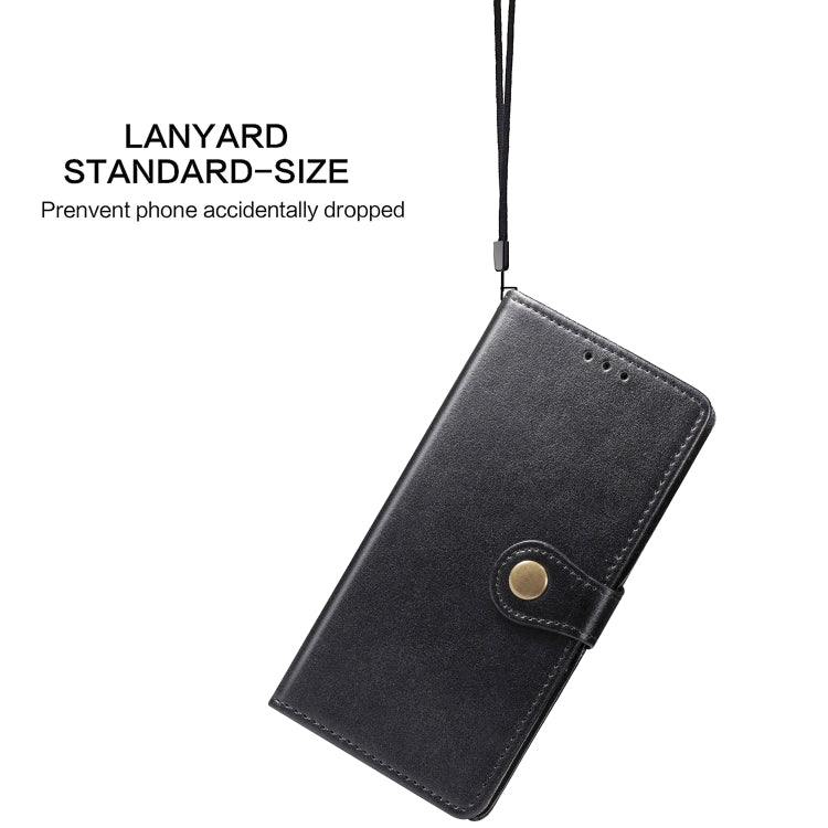 For OPPO A52/A72/A92 Retro Solid Color Leather Buckle Phone Case with Lanyard & Photo Frame & Card Slot & Wallet & Stand Function(Black)