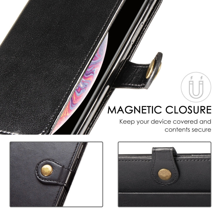 For OPPO A52/A72/A92 Retro Solid Color Leather Buckle Phone Case with Lanyard & Photo Frame & Card Slot & Wallet & Stand Function(Black)