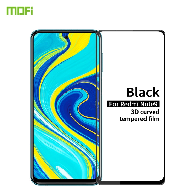 For Xiaomi Redmi Note 9 MOFI 9H 3D Explosion-proof Curved Screen Tempered Glass Film(Black)