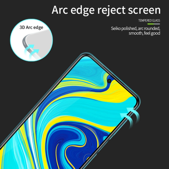 For Xiaomi Redmi Note 9S/Note 9 Pro MOFI 9H 3D Explosion-proof Curved Screen Tempered Glass Film(Black)