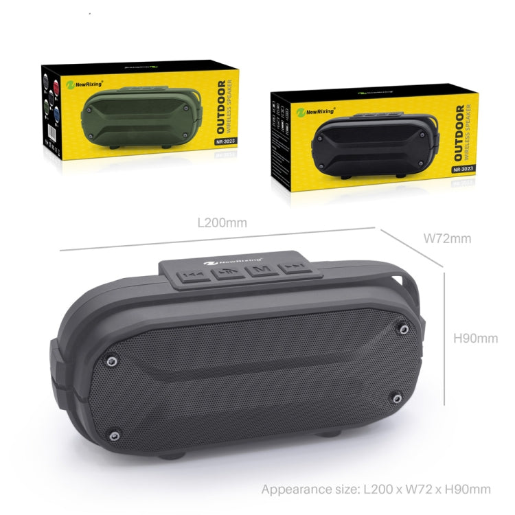 NewRixing NR-3023 Portable Stereo Wireless Bluetooth Speaker, Built-in Microphone, Support TF Card / FM(Green)