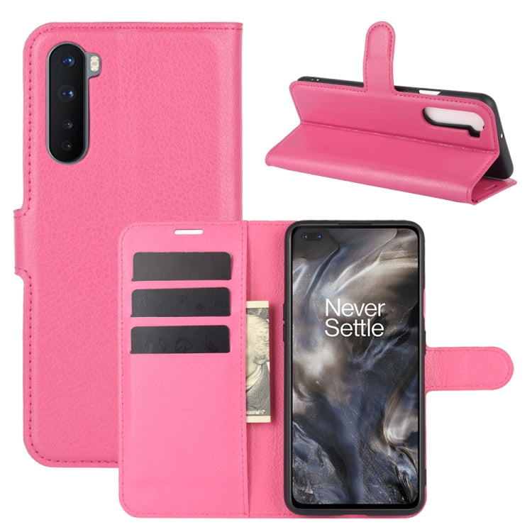 For OnePlus Nord Litchi Texture Horizontal Flip Protective Case with Holder & Card Slots & Wallet(Rose red)