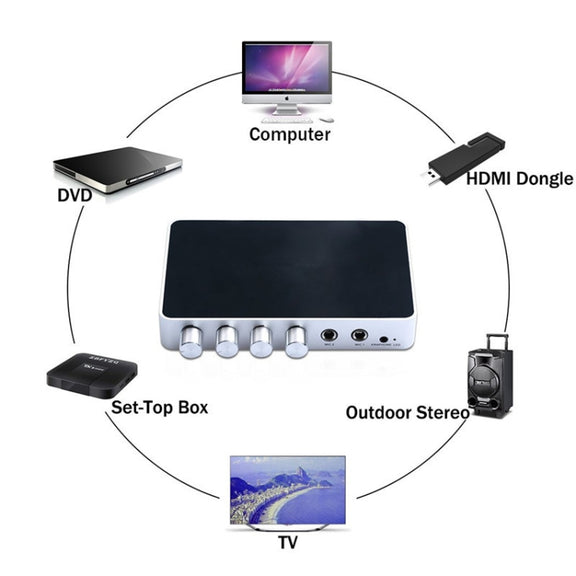 KM200 Portable Digital Stereo Audio Echo System Machine HDMI Karaoke Mixer Amplifier 4K/2K TV PC Home Theater