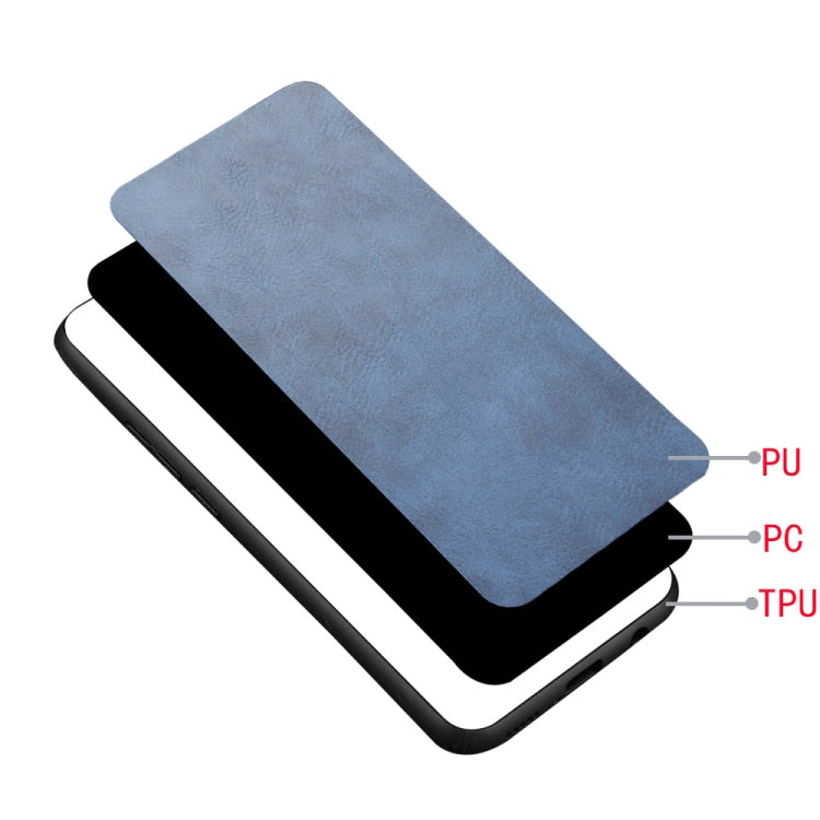 For Huawei P Smart S Shockproof Sewing Cow Pattern Skin PC + PU + TPU Case(Blue)