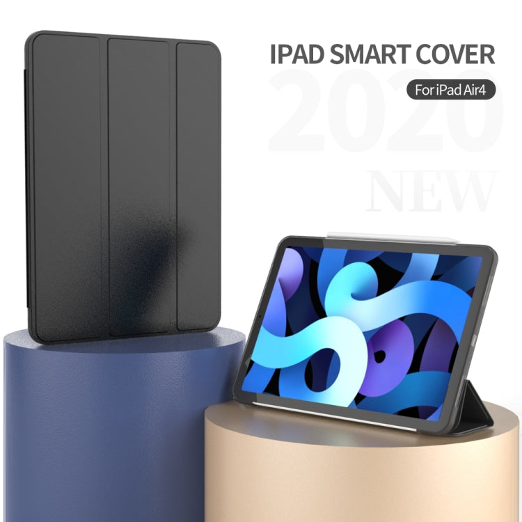 For iPad Air 11 2024 / Air 2022 10.9 Three-folding Surface Leather Matte TPU Bottom Smart Tablet Case(Rose gold)