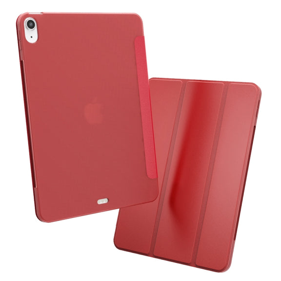 For iPad Air 11 2024 / Air 2022 10.9 Three-folding Surface Leather Matte TPU Bottom Smart Tablet Case(Rose gold)