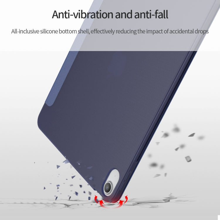 For iPad Air 2024 / Air 2022 10.9 Multi-folding Matte Surface Leather Smart Tablet Case(Dark Blue)