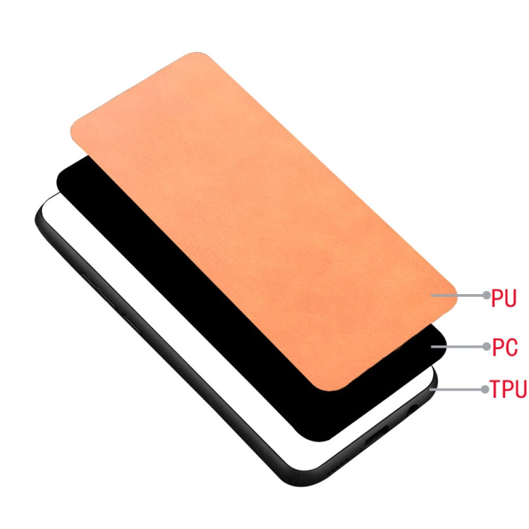 For Huawei Y9a Shockproof Sewing Cow Pattern Skin PC + PU + TPU Case(Orange)
