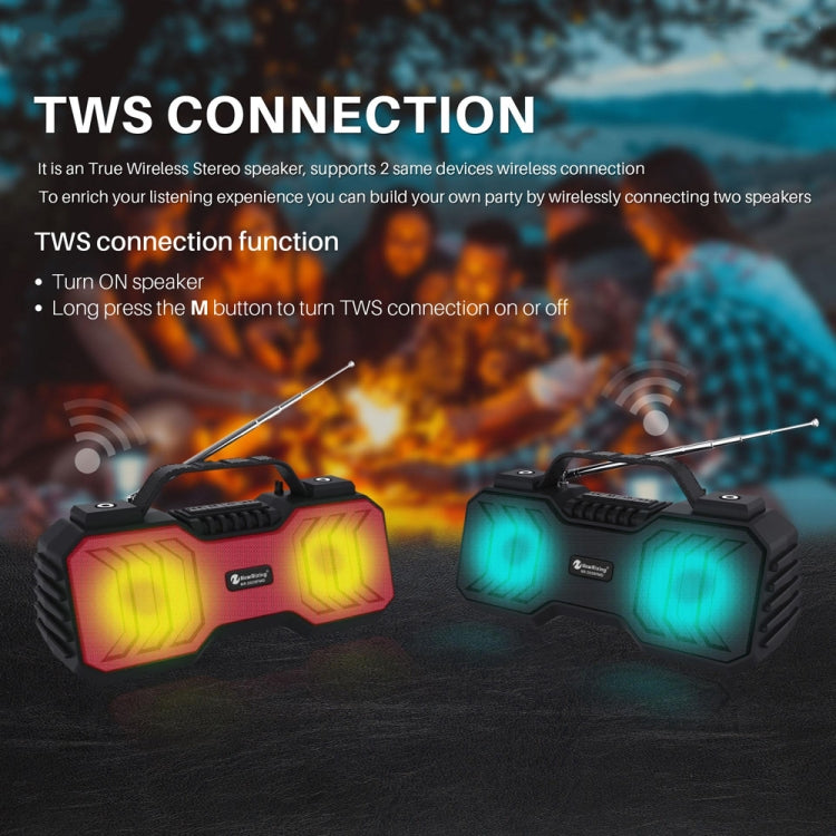 NewRixing NR-2029FMD TWS LED Flashlight Bluetooth Speaker, Support TF Card / FM / 3.5mm AUX / U Disk / Hands-free Calling(Qrange)