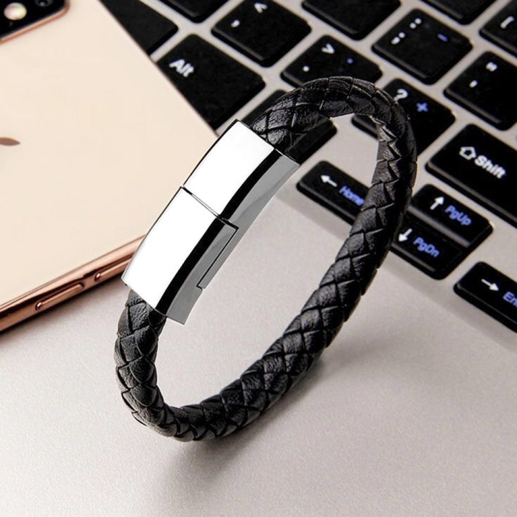 XJ-27 3A USB to USB-C / Type-C Creative Bracelet Data Cable, Cable Length: 22.5cm(Black)