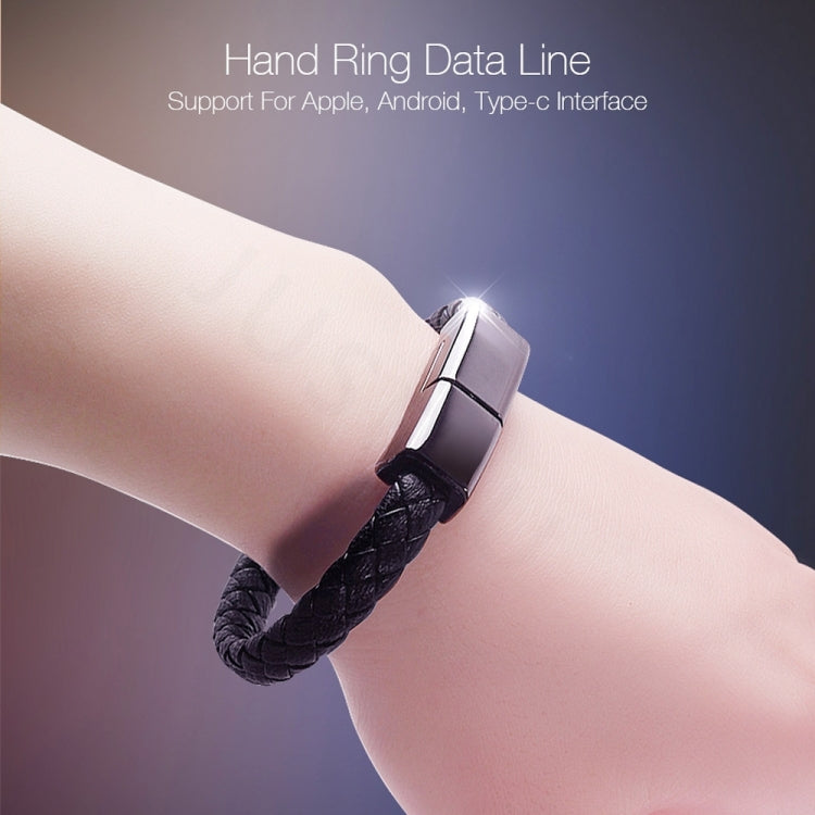 XJ-27 3A USB to USB-C / Type-C Creative Bracelet Data Cable, Cable Length: 22.5cm(Black)
