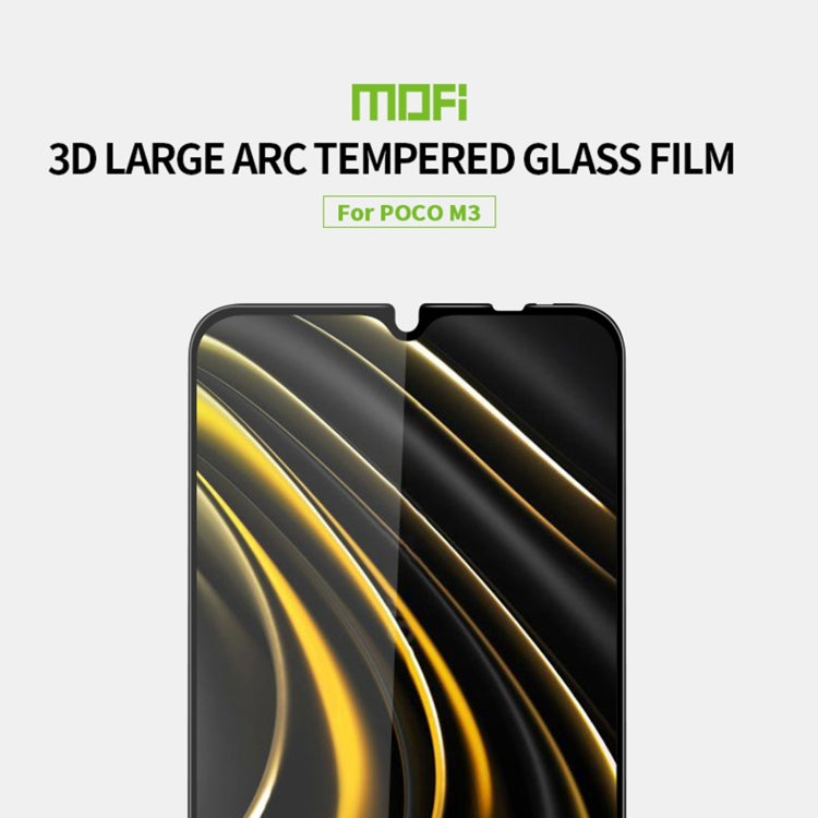 For Xiaomi Poco M3 MOFI 9H 3D Explosion-proof Curved Screen Tempered Glass Film(Black)