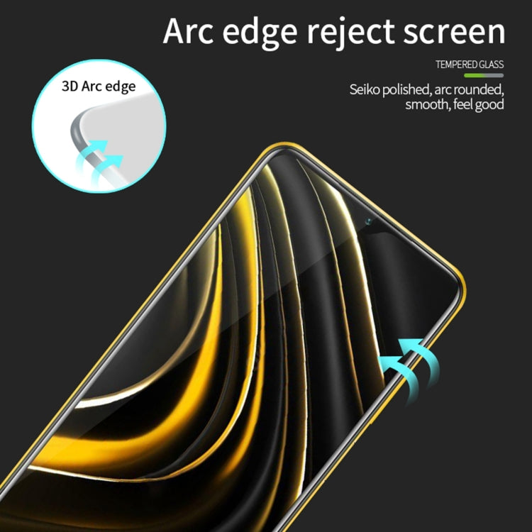 For Xiaomi Poco M3 MOFI 9H 3D Explosion-proof Curved Screen Tempered Glass Film(Black)