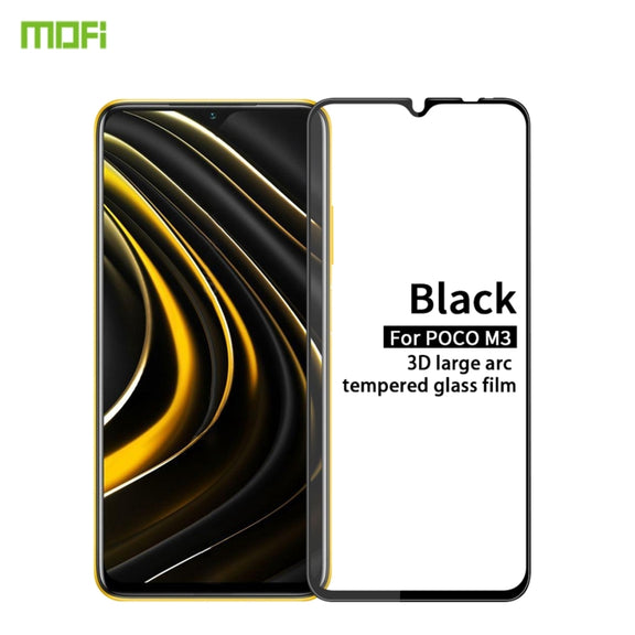 For Xiaomi Poco M3 MOFI 9H 3D Explosion-proof Curved Screen Tempered Glass Film(Black)