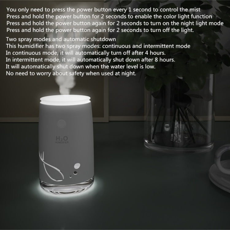 Concise Fish Pattern Mini Home Mute Bedroom Student Dormitory Office Portable USB Wireless Durable Humidifier(Green)
