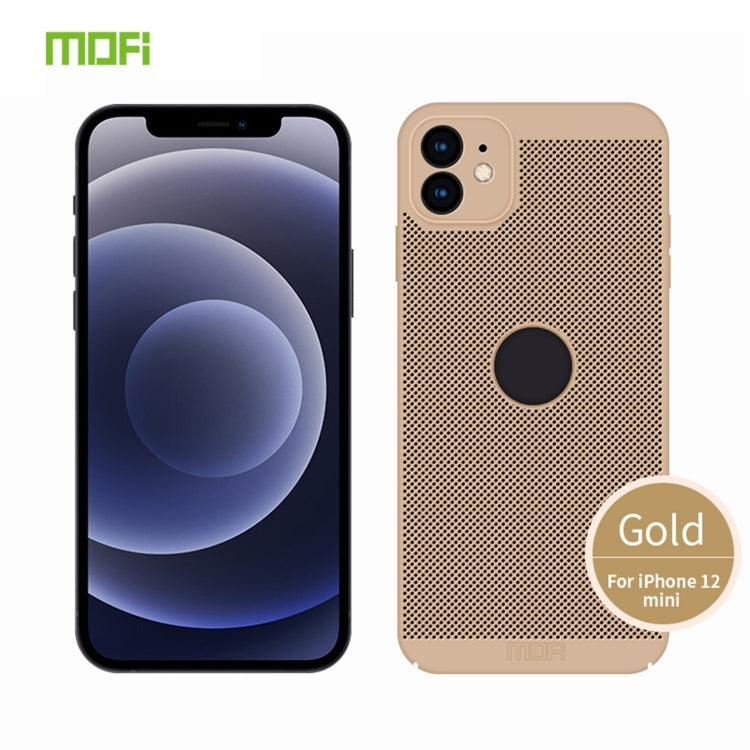 For iPhone 12 mini MOFi Honeycomb Texture Breathable PC Shockproof Protective Back Cover Case (Gold)