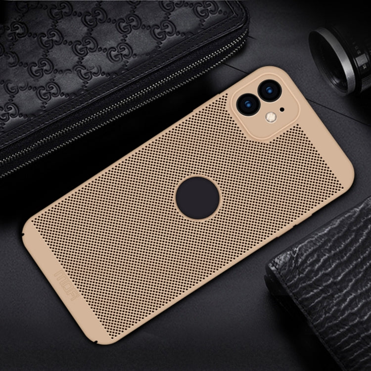 For iPhone 12 mini MOFi Honeycomb Texture Breathable PC Shockproof Protective Back Cover Case (Gold)