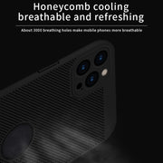 For iPhone 12 Pro Max MOFi Honeycomb Texture Breathable PC Shockproof Protective Back Cover Case(Red)