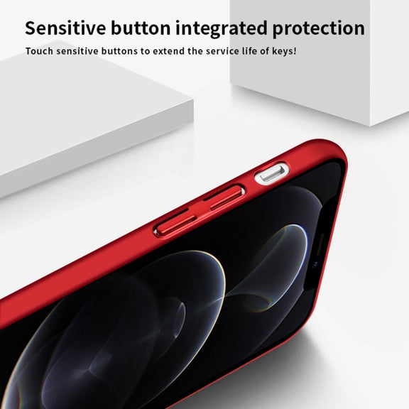 For iPhone 12 Pro Max MOFi Honeycomb Texture Breathable PC Shockproof Protective Back Cover Case(Red)