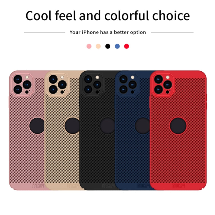 For iPhone 12 Pro Max MOFi Honeycomb Texture Breathable PC Shockproof Protective Back Cover Case(Red)