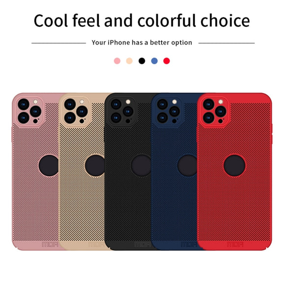 For iPhone 12 Pro Max MOFi Honeycomb Texture Breathable PC Shockproof Protective Back Cover Case(Red)