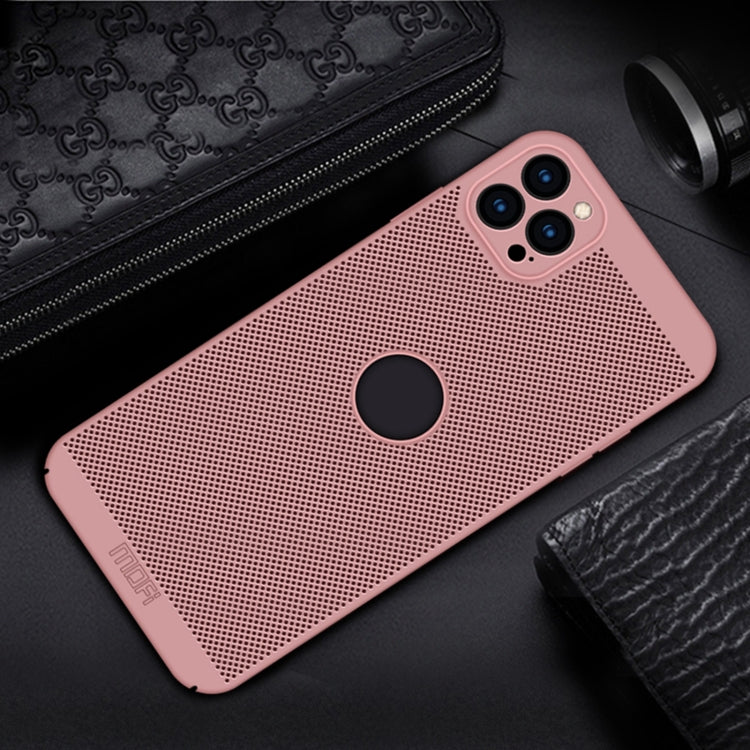 For iPhone 12 Pro Max MOFi Honeycomb Texture Breathable PC Shockproof Protective Back Cover Case(Rose Gold)