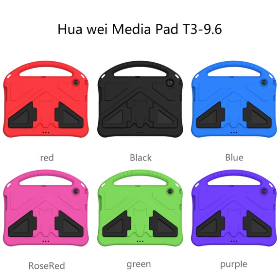 For Huawei MediaPad T3 10 EVA Flat Anti Falling Protective Case Shell with Holder(Black)