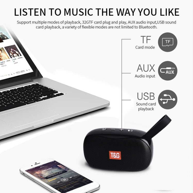 T&G TG173 TWS Subwoofer Bluetooth Speaker With Braided Cord, Support USB / AUX / TF Card / FM(Green)