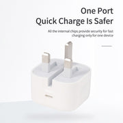 A2344 20W PD 3.0 Type-C / USB-C Folding Travel Charger + USB-C / Type-C to 8 Pin Fast Charging Data Cable Set, UK Plug, Length: 2m