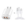 Dual USB Portable Travel Charger + 1 Meter USB to 8 Pin Data Cable, US Plug(White) - Normal Style Cable by PMC Jewellery | Online Shopping South Africa | PMC Jewellery | Buy Now Pay Later Mobicred