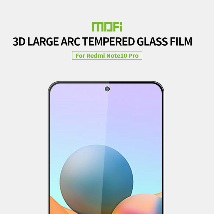 For Xiaomi Redmi Note 10 Pro / Note 10 Pro Max MOFI 9H 3D Explosion-proof Curved Screen Tempered Glass Film(Black)