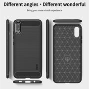 For Samsung Galaxy A02 / M02 MOFI Gentleness Series Brushed Texture Carbon Fiber Soft TPU Case(Blue)