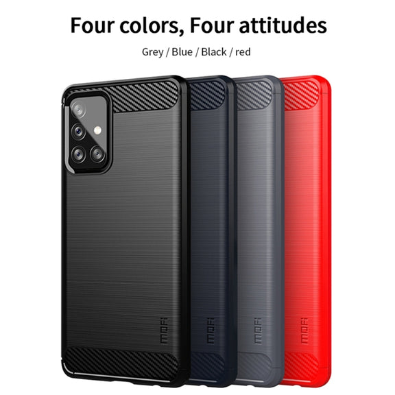 For Samsung Galaxy A72 5G/4G MOFI Gentleness Series Brushed Texture Carbon Fiber Soft TPU Case(Black)