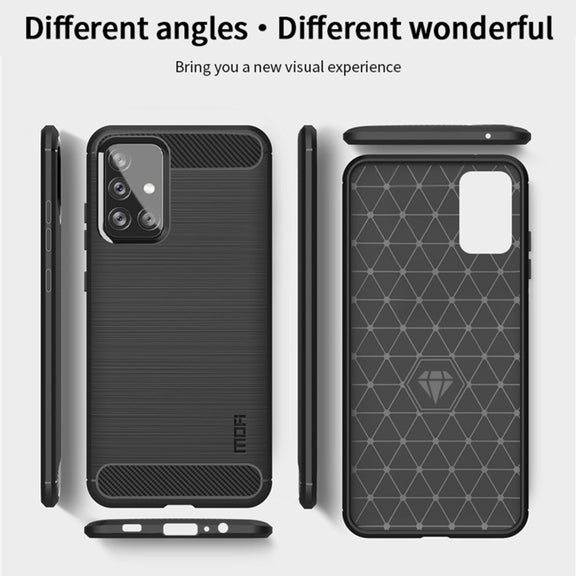 For Samsung Galaxy A72 5G/4G MOFI Gentleness Series Brushed Texture Carbon Fiber Soft TPU Case(Blue)