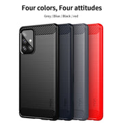 For Samsung Galaxy A72 5G/4G MOFI Gentleness Series Brushed Texture Carbon Fiber Soft TPU Case(Blue)