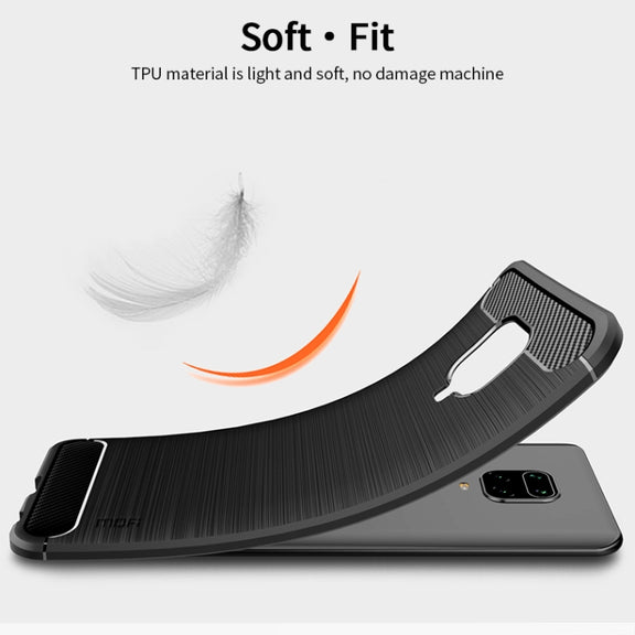 For Xiaomi Redmi Note 9s / Note 9 Pro / Note 9 Pro Max / Foco M2 Pro MOFI Gentleness Series Brushed Texture Carbon Fiber Soft TPU Case(Black)